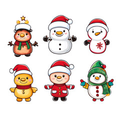 Funny Snowmen Set with Christmas Tree
