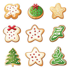 Gingerbread Christmas Trees and Snowflakes Pattern