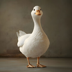 white duck on a wooden table. Generative AI