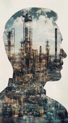 Creative Double Exposure Portrait of an Engineer