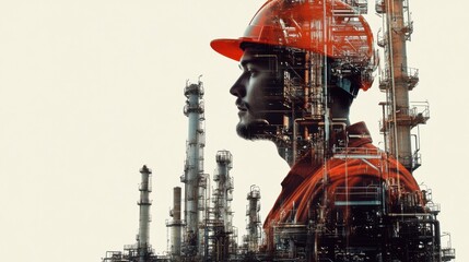 Creative Double Exposure Art of Engineer Profile