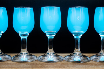 High-proof alcohol in a glass, bar, club.
