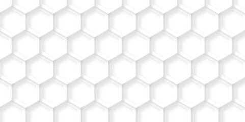 Naklejka premium Abstract white minimal hexagon, modern abstract vector polygonal pattern. Futuristic abstract honeycomb technology white background. Luxury white hexagon pattern.
