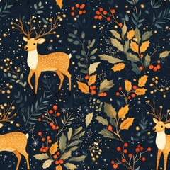 Christmas Reindeer Seamless Pattern Design