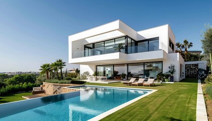 Fototapeta premium Luxury house with swimming pool