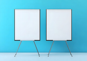 Blank white mock-up design stands for placing images and texts. Gray background. 3D Rendering design