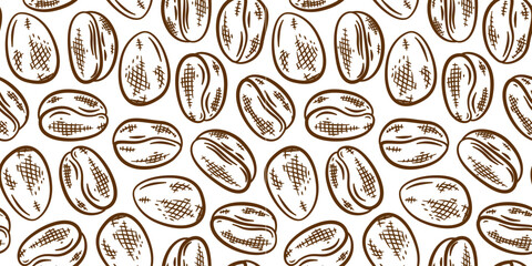 Coffee beans pattern background. coffee beans background. Coffee beans wallpaper. Coffee Beans Illustration for packaging.	
