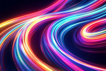 Obraz premium A vibrant swirl of colorful light trails creating a dynamic and energetic visual effect.