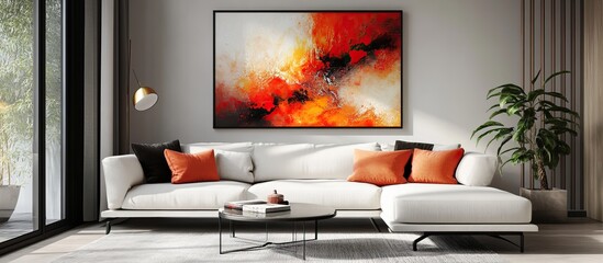 Modern Living Room Interior with Abstract Artwork