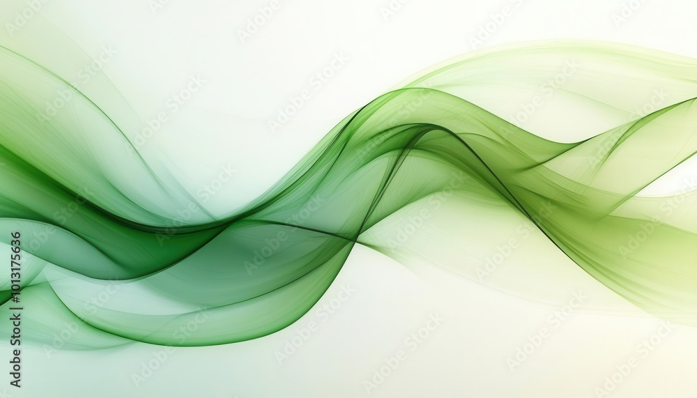 Aufkleber abstract organic green lines flowing seamlessly across a soft background, creating a dynamic and nat