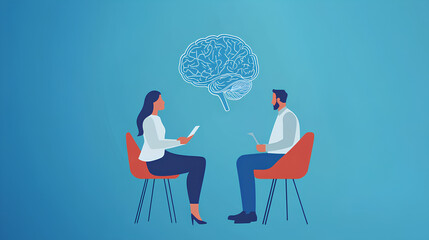 mental health care therapy concept, psychologist counseling to anxiety patient and giving guidance mental therapy care to cure mental health.