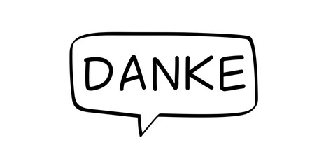 DANKE - Sprechblase mit deutschem Text, Wort in schwarz in schwarzer Blase isoliert auf weißem Hintergrund, Konzept, Vektor Illustration