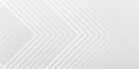 White abstract vector long banner template. Minimal background with line arrows and copy space for text.