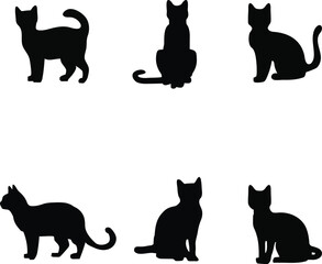 Silhouette of cats in different positions design