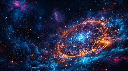 Fototapeta premium Cosmic Zodiac Signs in a Magical Intertwined Design