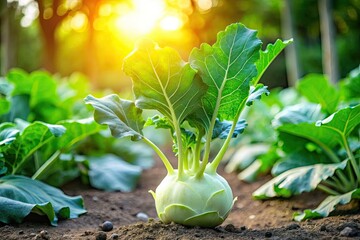 Crisp kohlrabi with lush leaves is ideal for summer salads, offering a nutritious harvest that enhances your garden's bounty with delightful flavor and freshness.