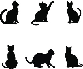 Set of Cats Silhouette Design