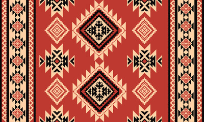 Navajo tribal vector seamless pattern. Native American ornament. Ethnic South Western decor style. Boho geometric ornament. Vector seamless pattern. Mexican blanket, rug. Woven carpet illustration