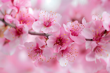 Naklejka premium Close-Up of Beautiful Sakura Blossoms Background