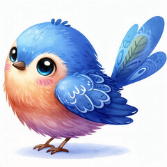 Obraz premium Cute cartoon bird isolated on white background. AI