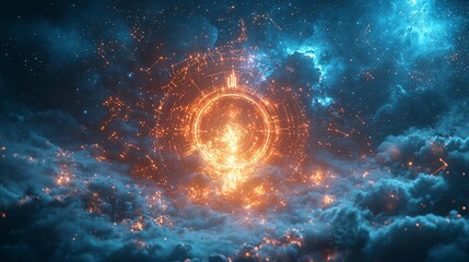 Fototapeta premium Ethereal Light and Glowing Zodiac Signs in Space