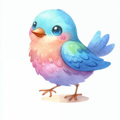 Cute cartoon bird isolated on white background. AI