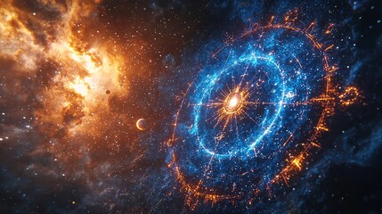 Obraz premium Celestial Zodiac Signs in a Cosmic Landscape