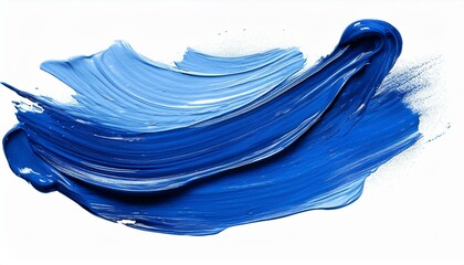 Fototapeta premium blue oil brush stroke on white background; abstract art collage; modern design