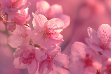 Obraz premium Close-Up of Beautiful Sakura Blossoms Background