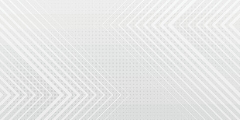 White abstract vector long banner template. Minimal background with line arrows and copy space for text.