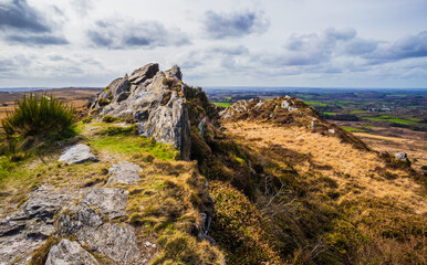 Magnificent panorama from the highest and rockiest point of Brittany, France