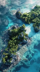 Obraz premium Remote atoll concealing sunken riches, 4K hyperrealistic photo