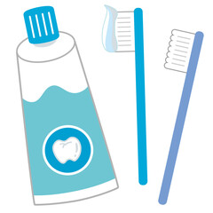 歯を磨くのに必要な歯ブラシセットのイラスト