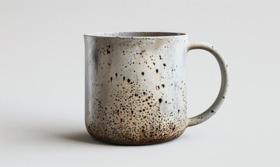 Decorative ceramic mug, white background, 4K hyperrealistic photo