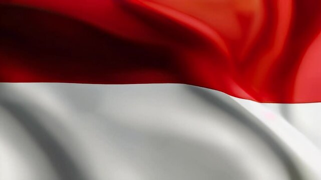 Beautiful Indonesian flag waving the red and white flag represents symbol of courage and purity