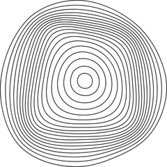 Topography line pattern circles. Circular organic rings. Wavy abstract shape with wooden texture. Concentric ripple contour graphic element.