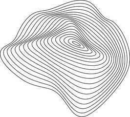 Topography line pattern circles. Circular organic rings. Wavy abstract shape with wooden texture. Concentric ripple contour graphic element. © Chorna_L