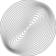 Topography line pattern circles. Circular organic rings. Wavy abstract shape with wooden texture. Concentric ripple contour graphic element.