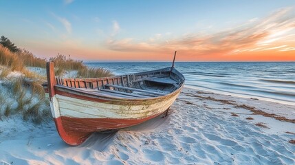 Traditional fishing boat on Ahlbeck beach.