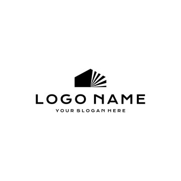 Simple minimalist house logo featuring clean lines and geometric shapes, perfect for modern architecture, real estate, or home-related businesses. Stylish, elegant, and contemporary design