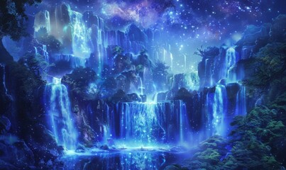Ethereal kingdom of angelic guardians, cascading waterfalls of starlight, 4K hyperrealistic photo