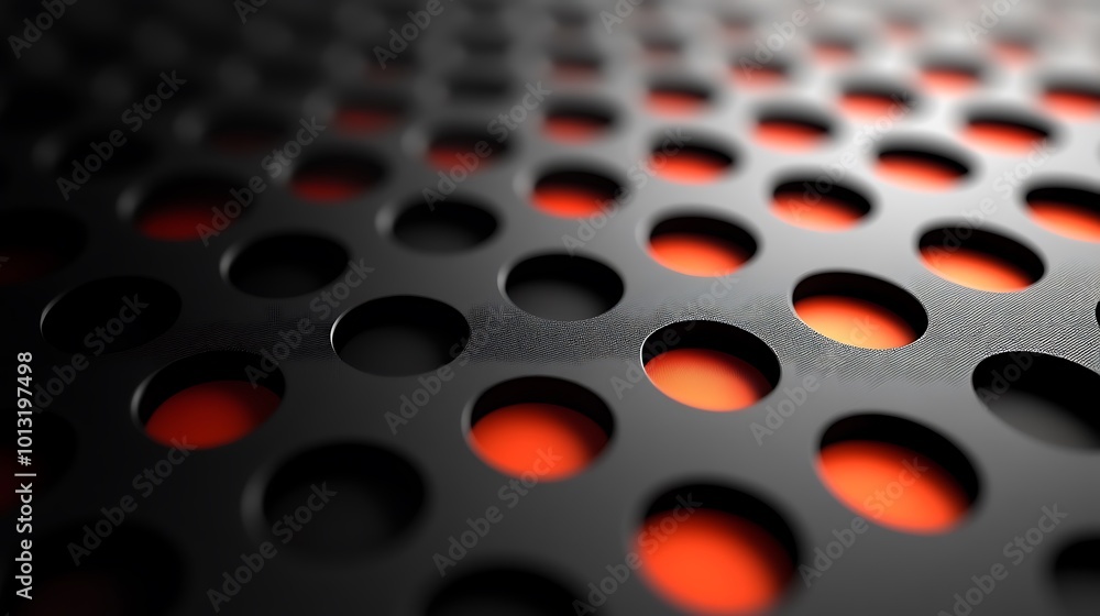 Poster abstract metallic background with a grid of circles.