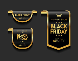 Black Friday golden luxury label premium quality certificate ribbons vector illustration 