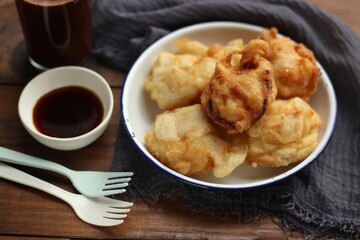 Fried Tape or Tape Goreng, Indonesian Traditional Snack Made from Fermented Cassava. Tape Goreng is Classic Indonesian Cuisine.