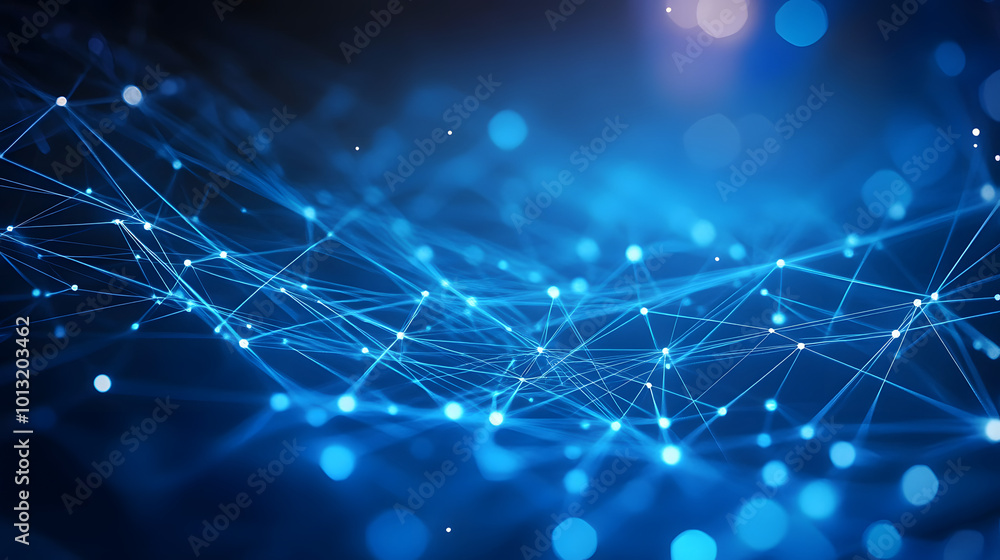 Poster digital blue network connection. abstract pattern with dots and lines. futuristic modern background.
