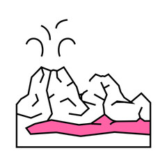 valley of volcanoes line icon vector. valley of volcanoes sign. isolated symbol illustration