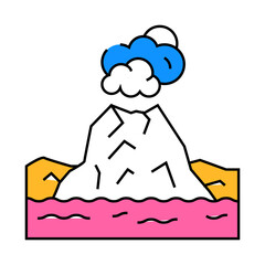 island with volcano line icon vector. island with volcano sign. isolated symbol illustration