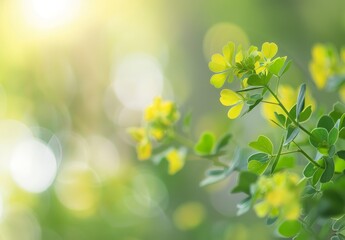 Abstract Blurred Spring Background Featuring Yellow and Green Hues