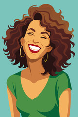 Enchanting Vector Illustration Showcasing a Beautiful Woman Standing with Her Head Tilted in an Inspiring Way





