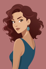 Graceful Vector Illustration Showcasing a Beautiful Woman Standing in a Half Turn Angle





